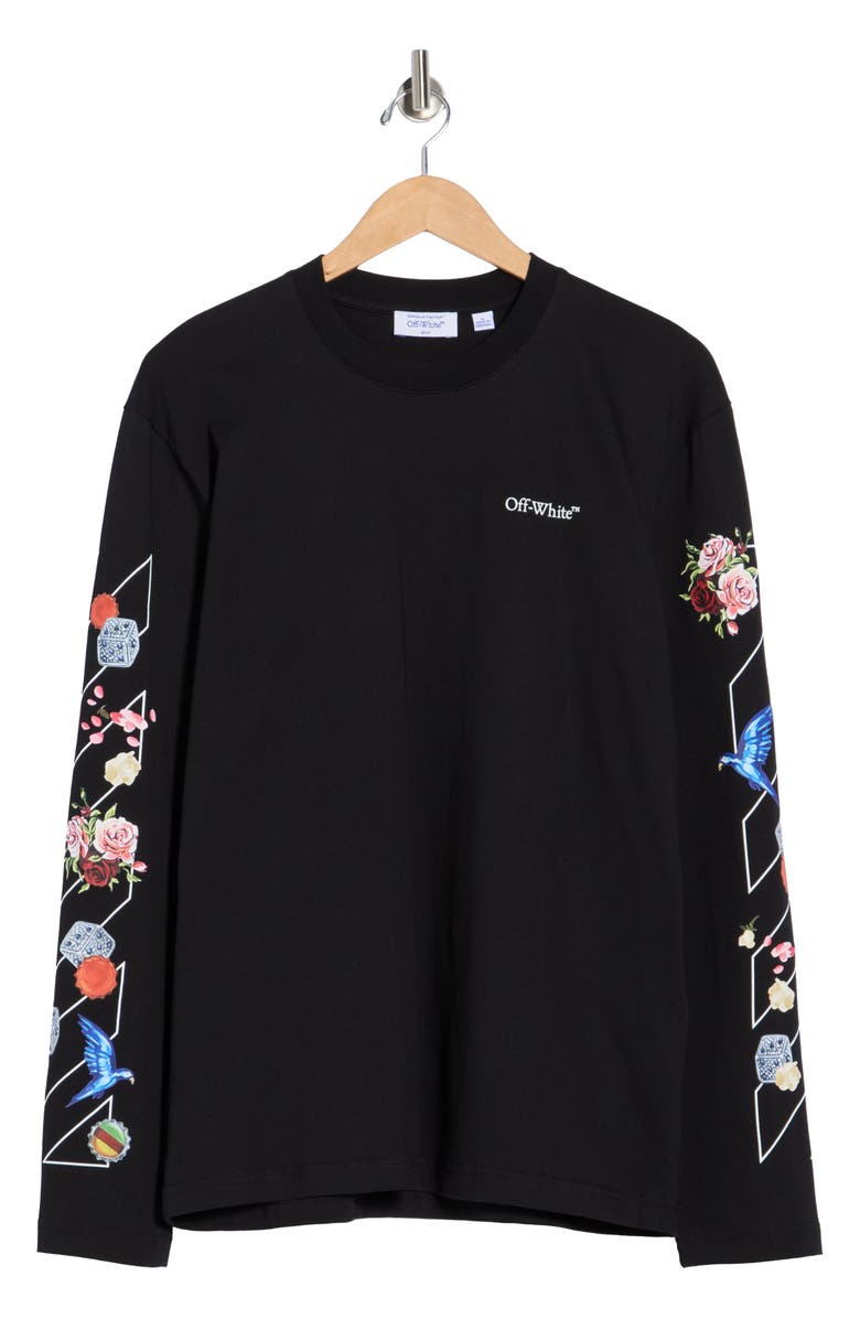 Off-White Lots Long Sleeve Graphic T-Shirt, Main, color, Black/White