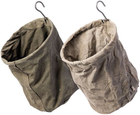 Vintage Tent Fabric Hook Basket