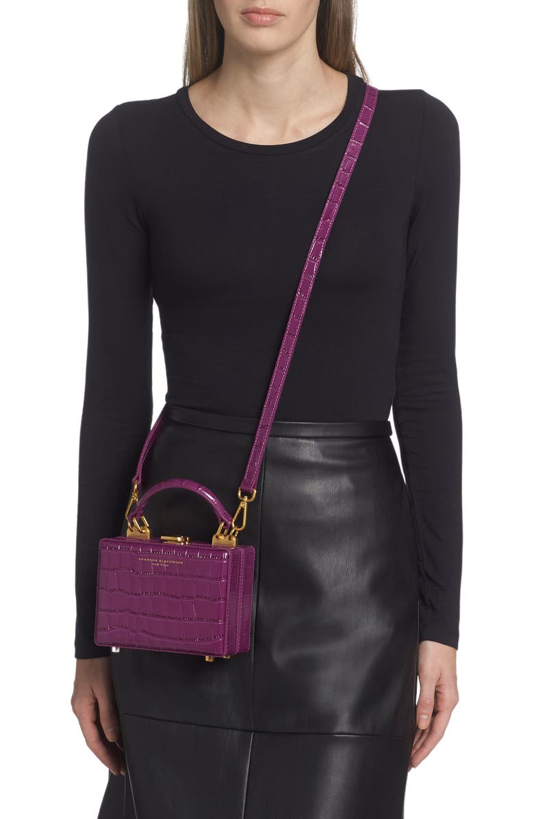 Brandon Blackwood Mini Kendrick Croc Embossed Leather Trunk Crossbody Bag, Alternate, color,