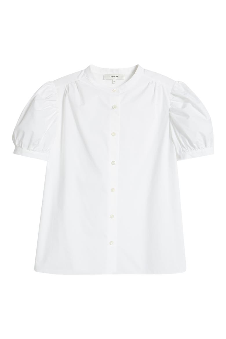 The Gathered Short Sleeve Button-Up Shirt, Alternate, color, WHITE