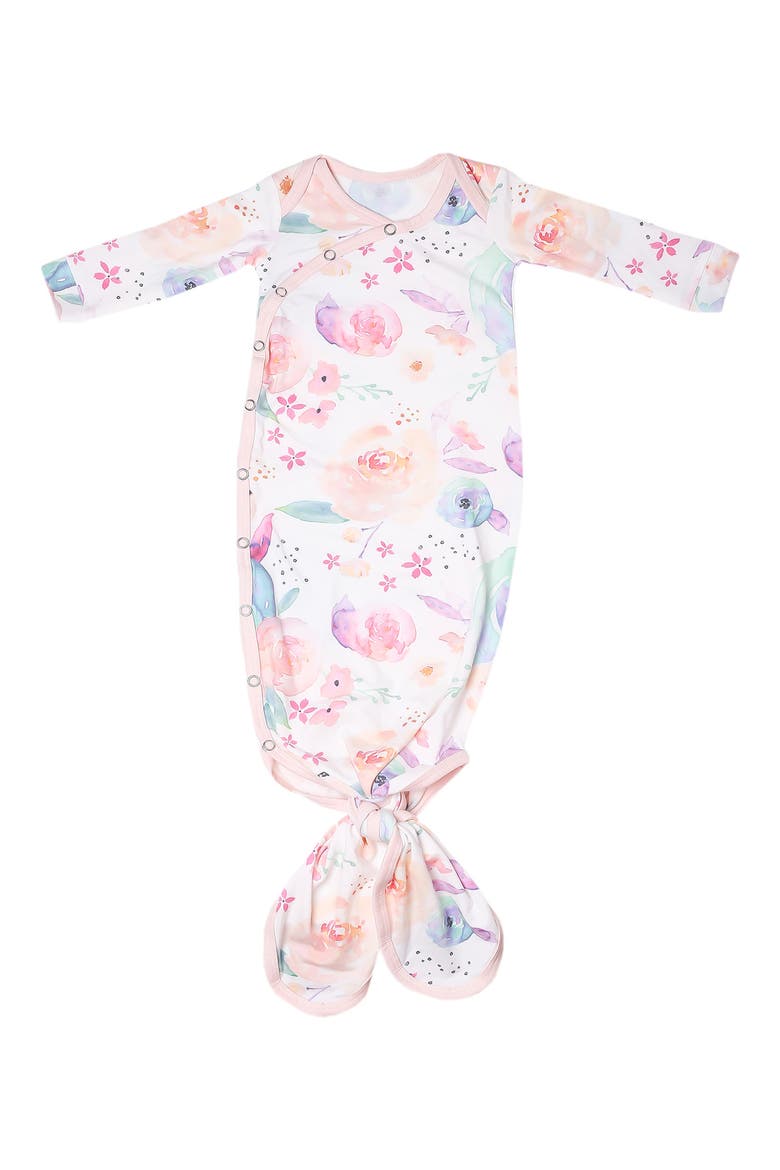 Newborn Knotted Gown, Main, color, Bloom