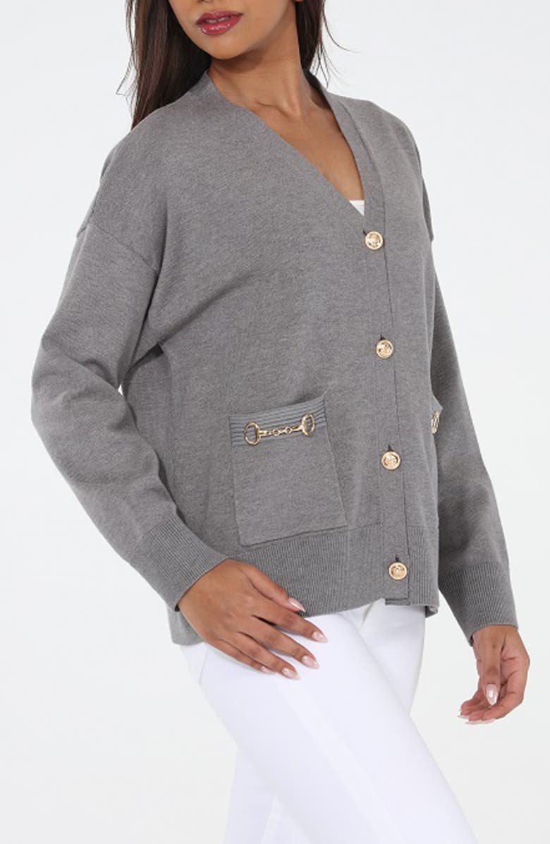 RAIN AND ROSE V-Neck Cardigan, Alternate, color, Grey
