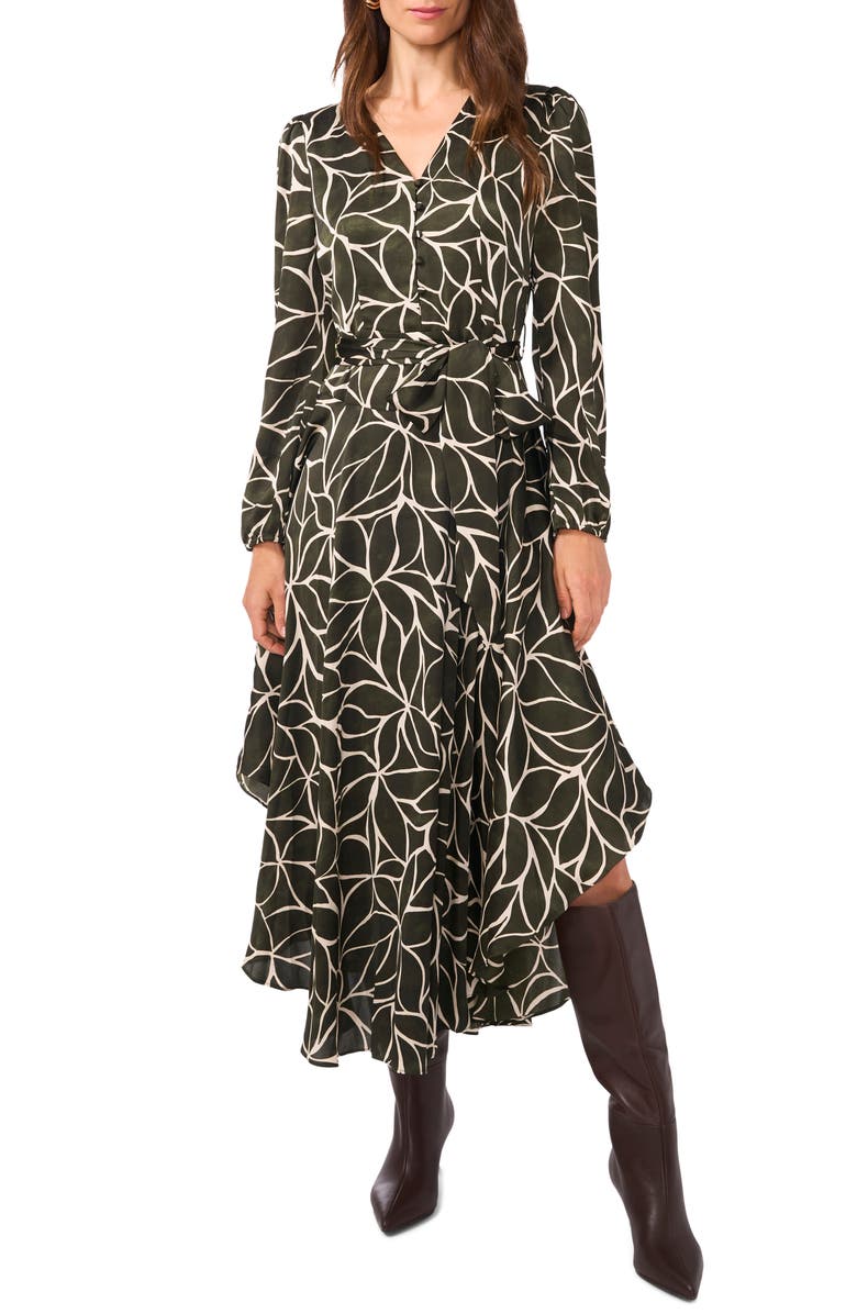 Vince Camuto Floral Long Sleeve Shirtdress, Main, color,