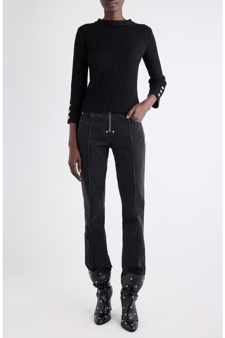 Silviana Pintuck Slim Fit Jeans, Alternate, color, BLACK