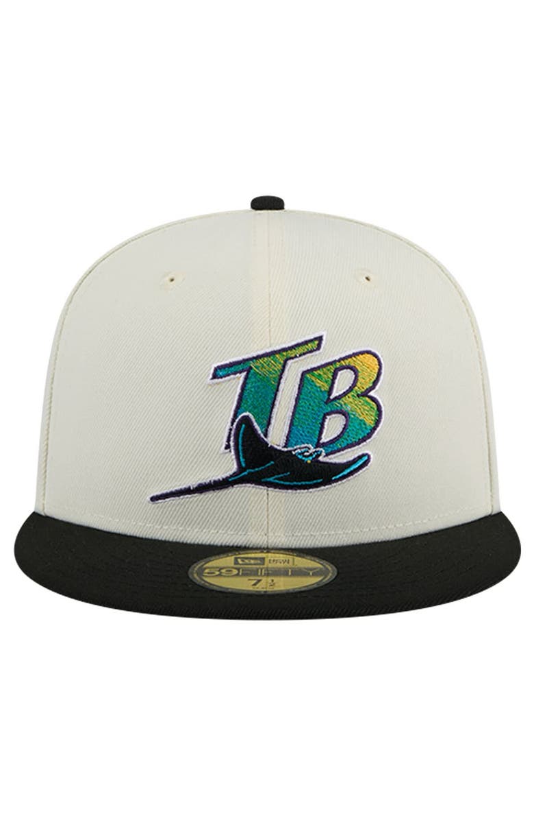 New Era Men's New Era Cream Tampa Bay Rays Cooperstown Collection Chrome 59FIFTY Fitted Hat, Alternate, color, 