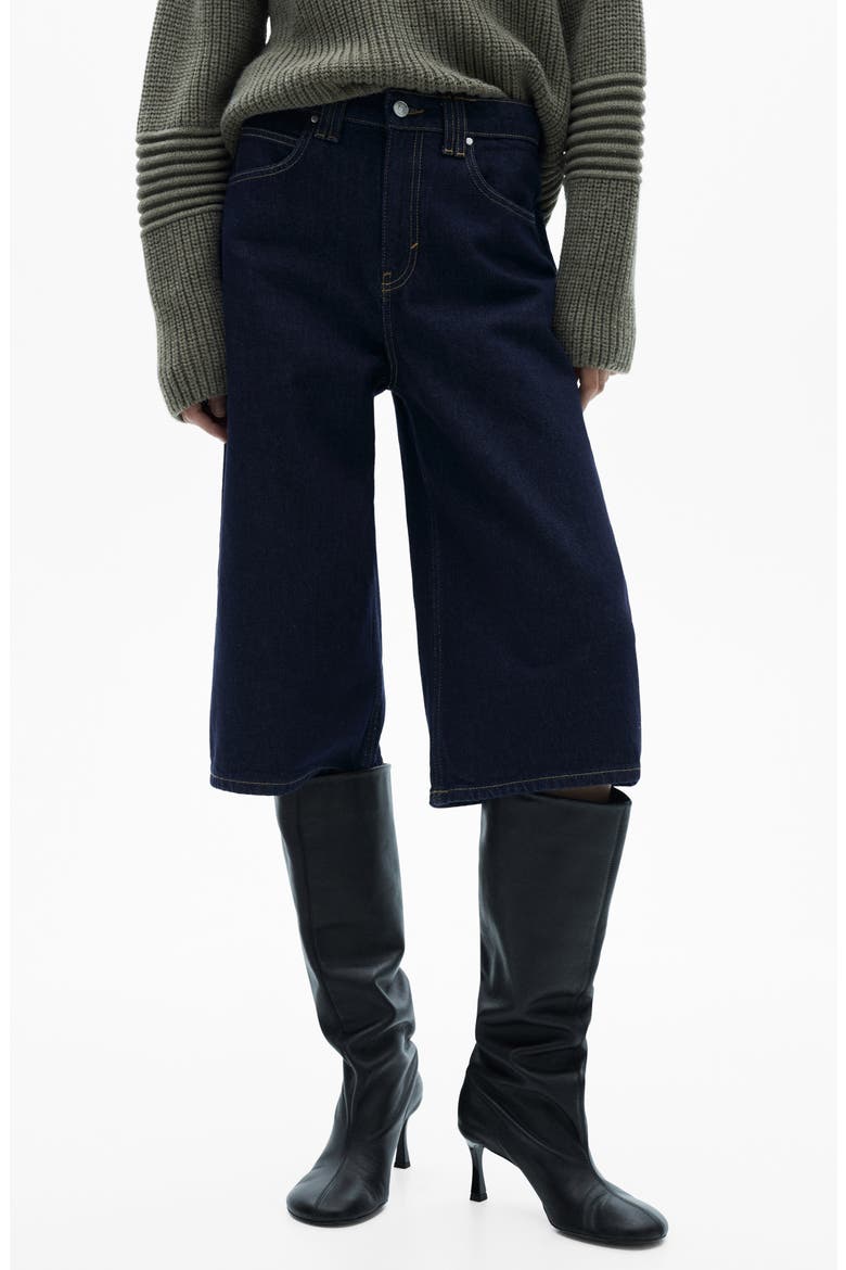 Relaxed Long Denim Shorts, Main, color, OPEN BLUE