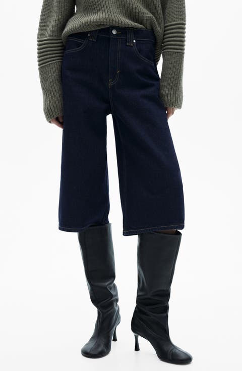 Relaxed Long Denim Shorts (Open Blue)