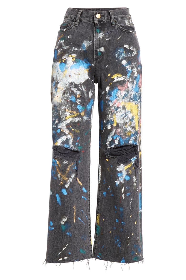 Paint Splatter Wide Leg Crop Jeans, Alternate, color, PAINT SPLATTER