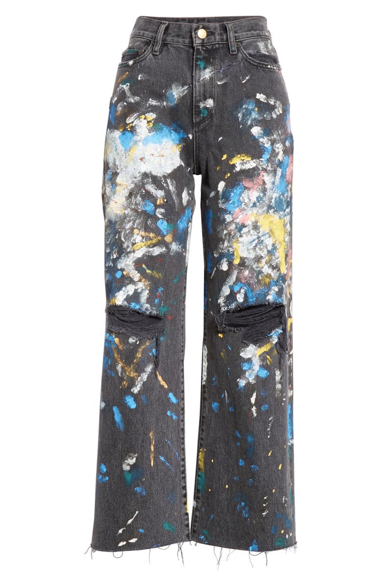 Simon Miller Paint Splatter Wide Leg Crop Jeans, Alternate, color, 