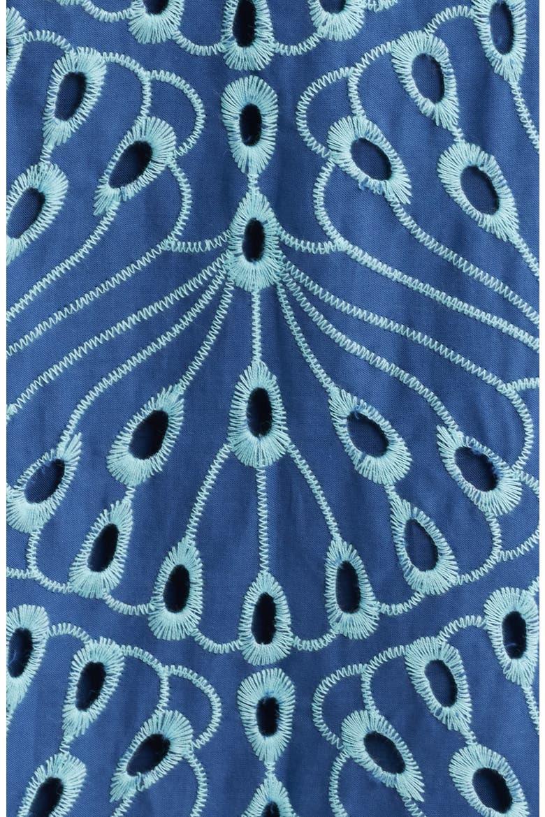Arlin Eyelet Embroidered Midi Dress, Alternate, color, STARLIGHT NAVY X CAPRI BLUE