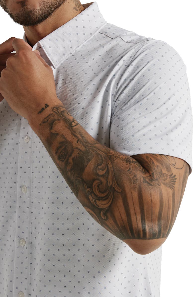 7 Diamonds Alfie Dot Print Short Sleeve Performance Button-Up Shirt, Alternate, color,