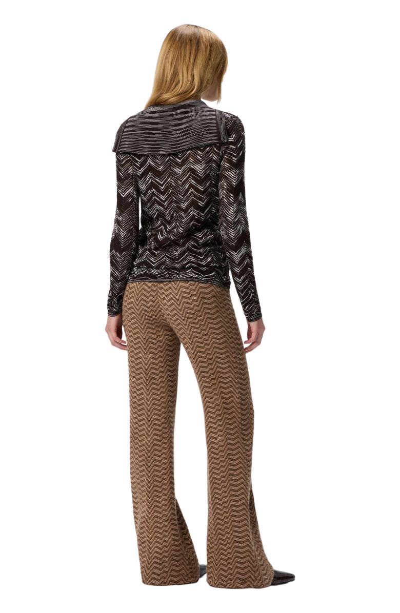 Missoni High-neck Buttoned Sweater With Chevron Pattern, Alternate, color, Brown