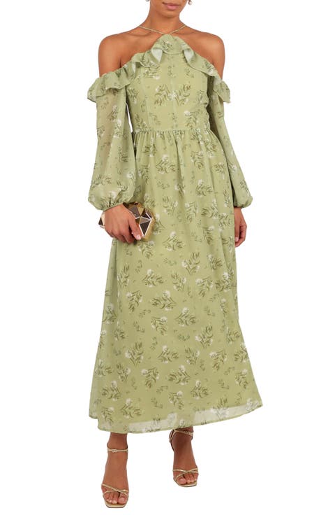 Alina Floral Cold Shoulder Long Sleeve Maxi Dress