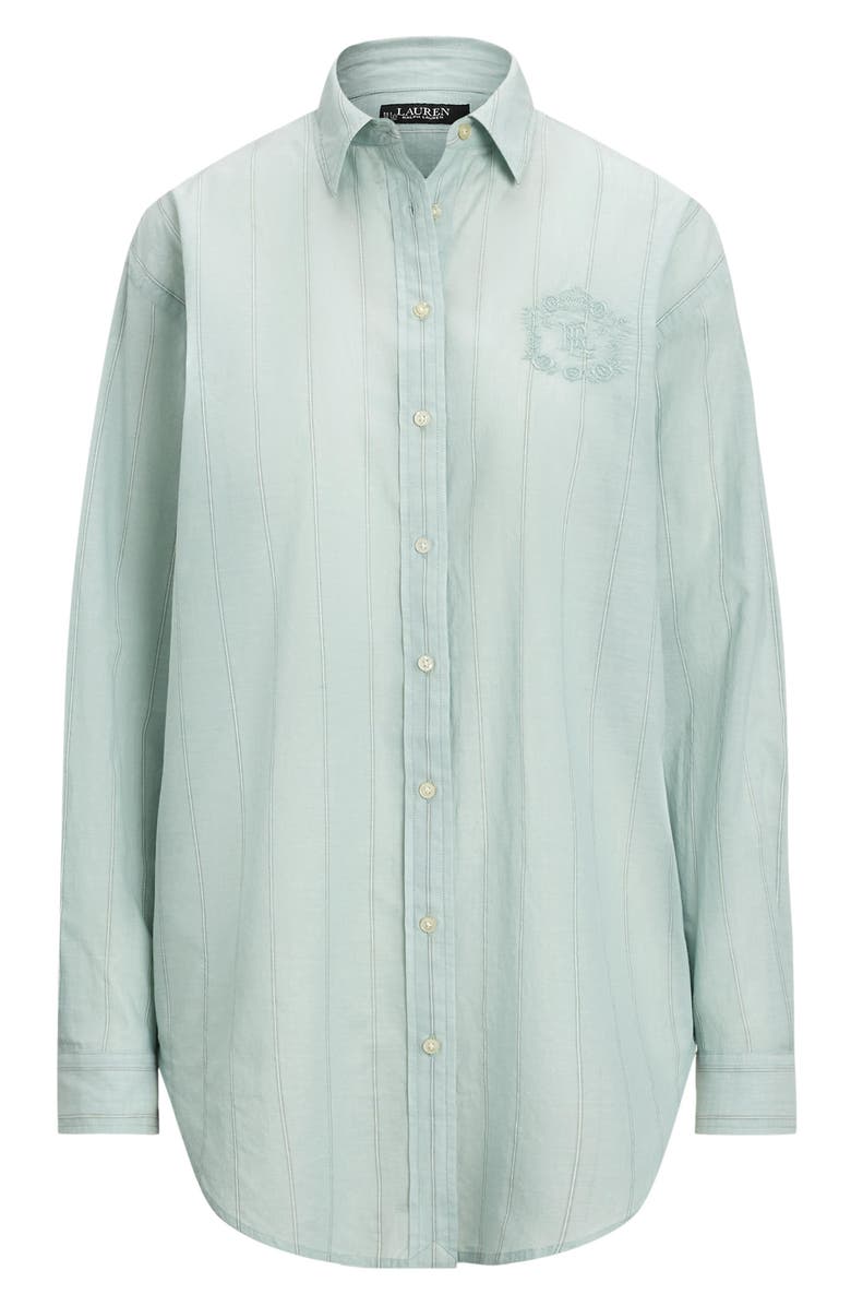 Lauren Ralph Lauren Stripe Oversize Cotton Button-Up Shirt, Alternate, color, 