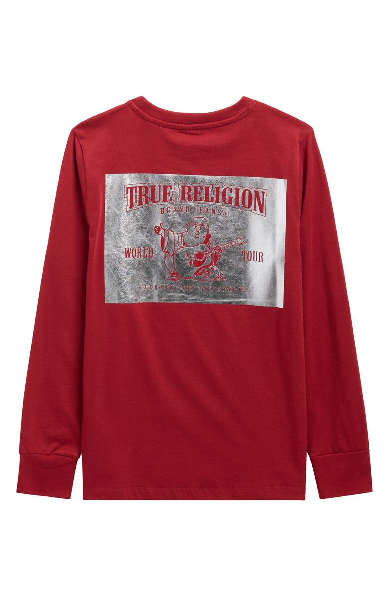 True Religion Kids' Horseshoe Long Sleeve Cotton Graphic T-Shirt, Alternate, color, Rddal