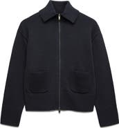 M&S Point Collar Knit Cotton & Wool Blend Jacket