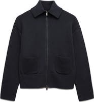 M&S Point Collar Knit Cotton & Wool Blend Jacket