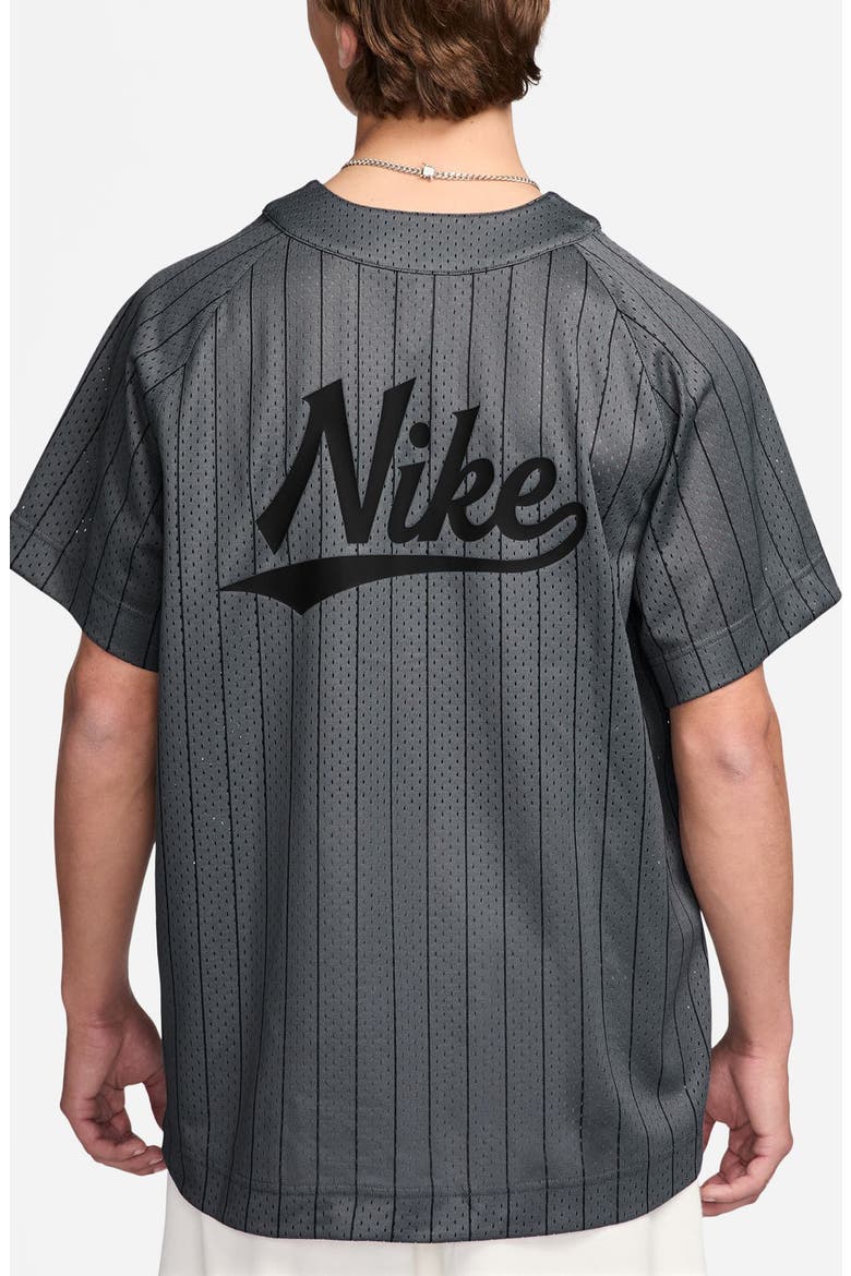 Club Stripe Mesh Baseball Jersey, Alternate, color, IRON GREY/ BLACK