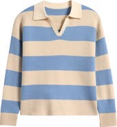 Freshman Kids' Stripe Johnny Collar Rugby Sweater