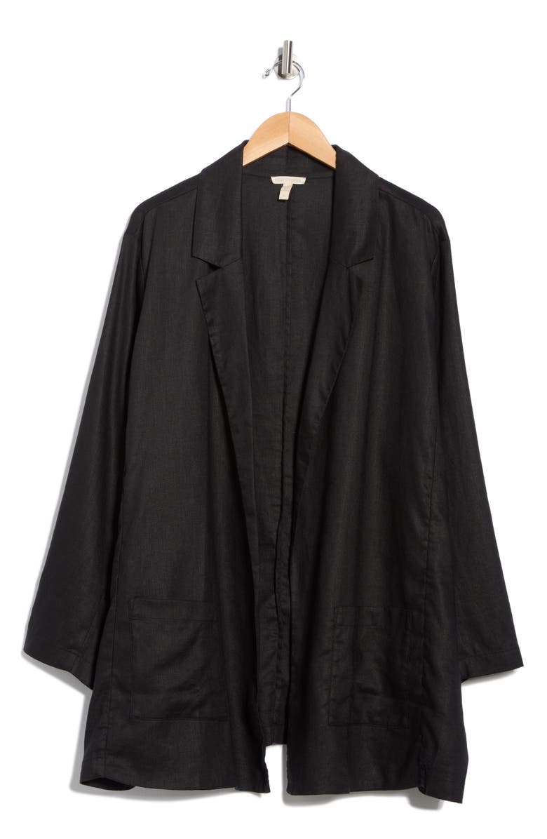 Eileen Fisher Notch Collar Organic Linen Open Front Blazer, Main, color,