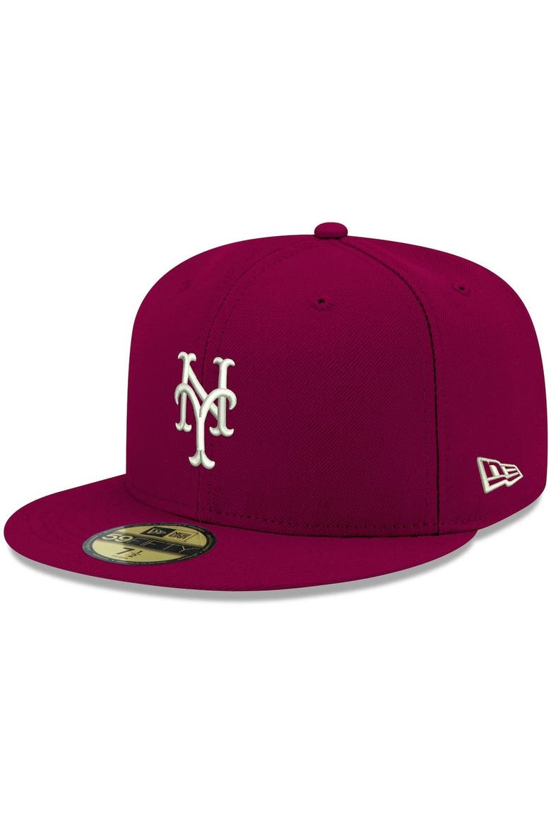 Men's New Era Cardinal New York Mets White Logo 59FIFTY Fitted Hat, Main, color, Cardinal