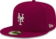 New Era Men's New Era Cardinal New York Mets White Logo 59FIFTY Fitted Hat