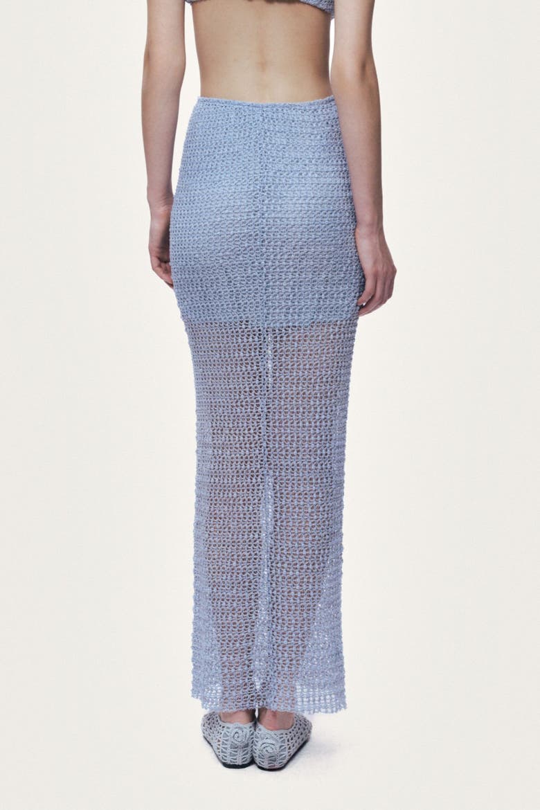 Mesh Detail Maxi Skirt, Alternate, color, Blue