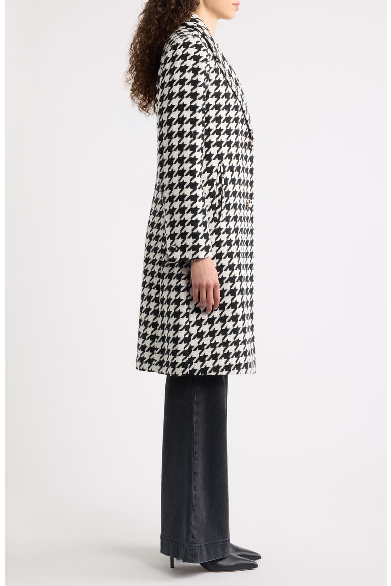 Houndstooth Single Breasted Coat, Alternate, color, BLACK/ WHITE