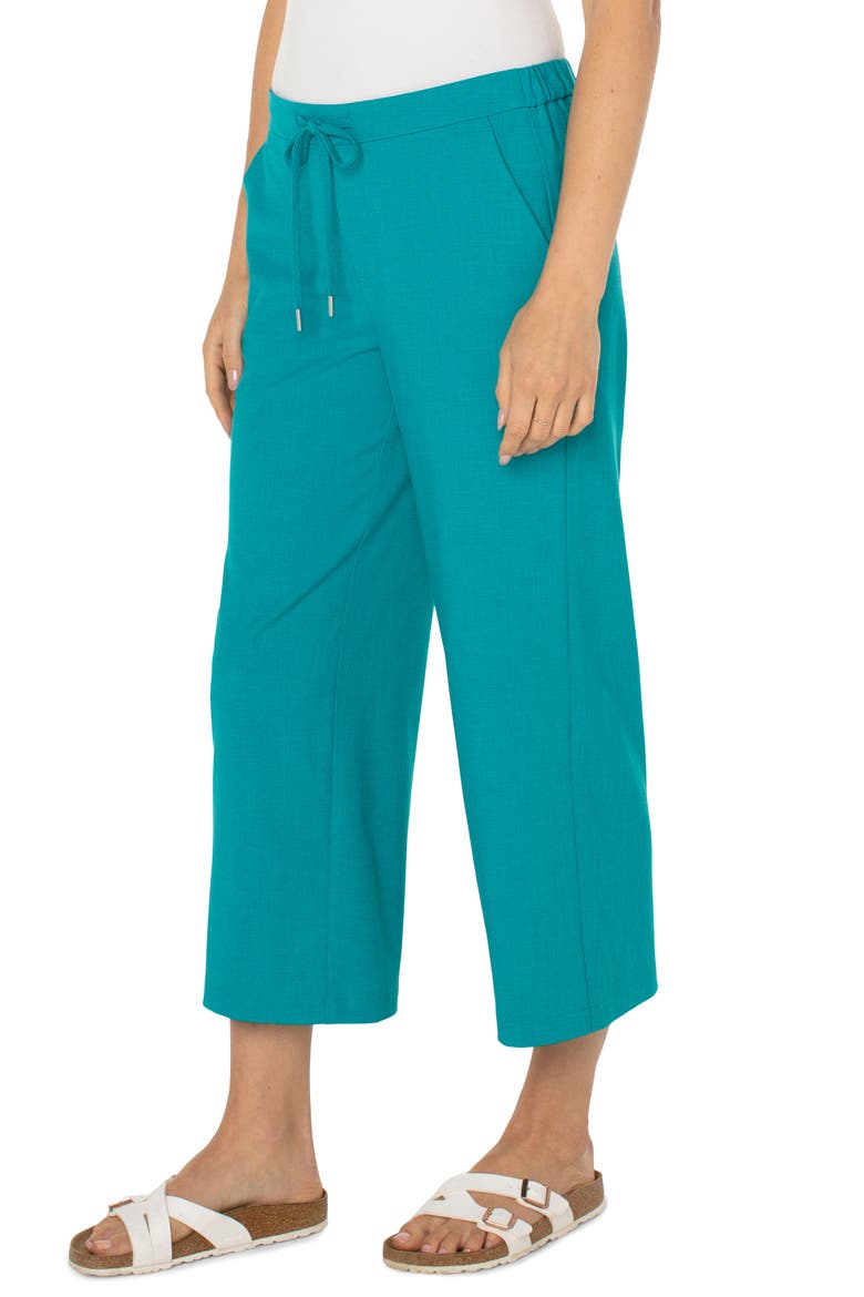 Pull-On Crop Wide Leg Pants, Alternate, color, LAKE BLUE