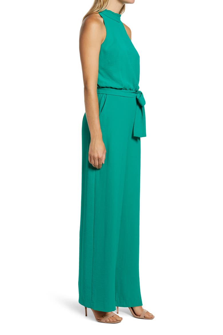 Sleeveless Ruffle Neck Jumpsuit, Alternate, color, GREEN