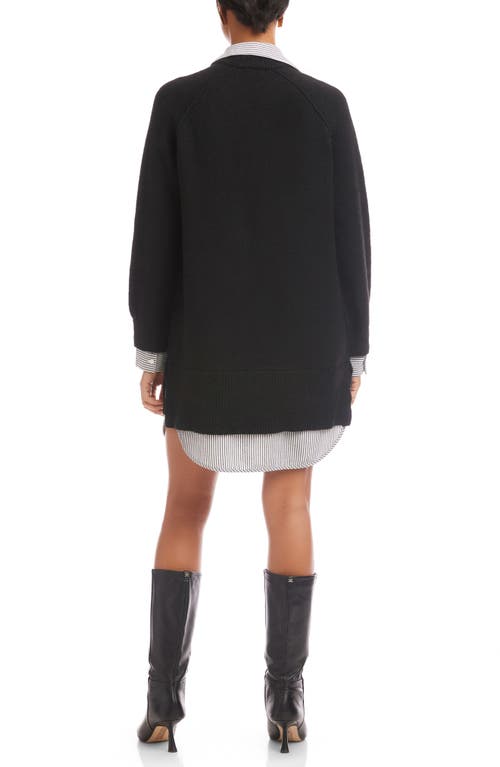 Fifteen Twenty Carrie Long Sleeve Mixed Media Sweater Dress In Multi