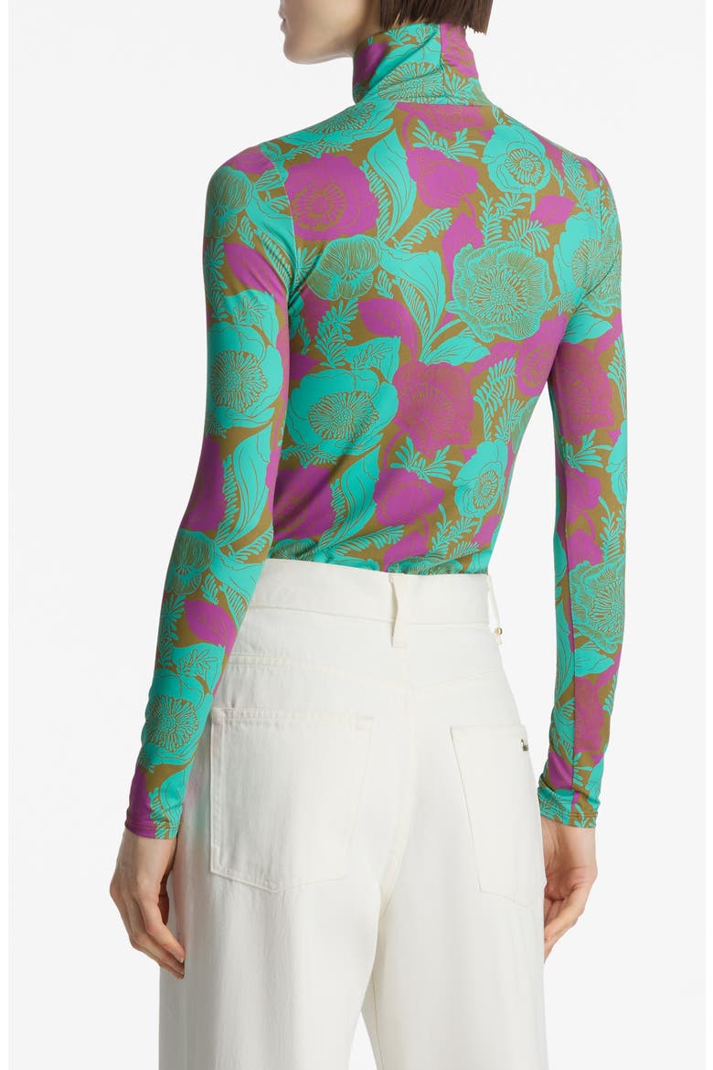 California Poppy Pattern Nuda Turtleneck Top, Alternate, color, LICHEN MULTI