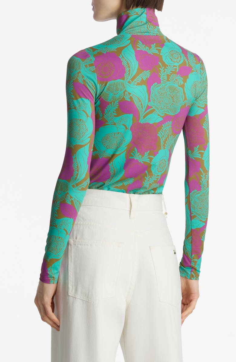 St. John Collection California Poppy Pattern Nuda Turtleneck Top, Alternate, color,