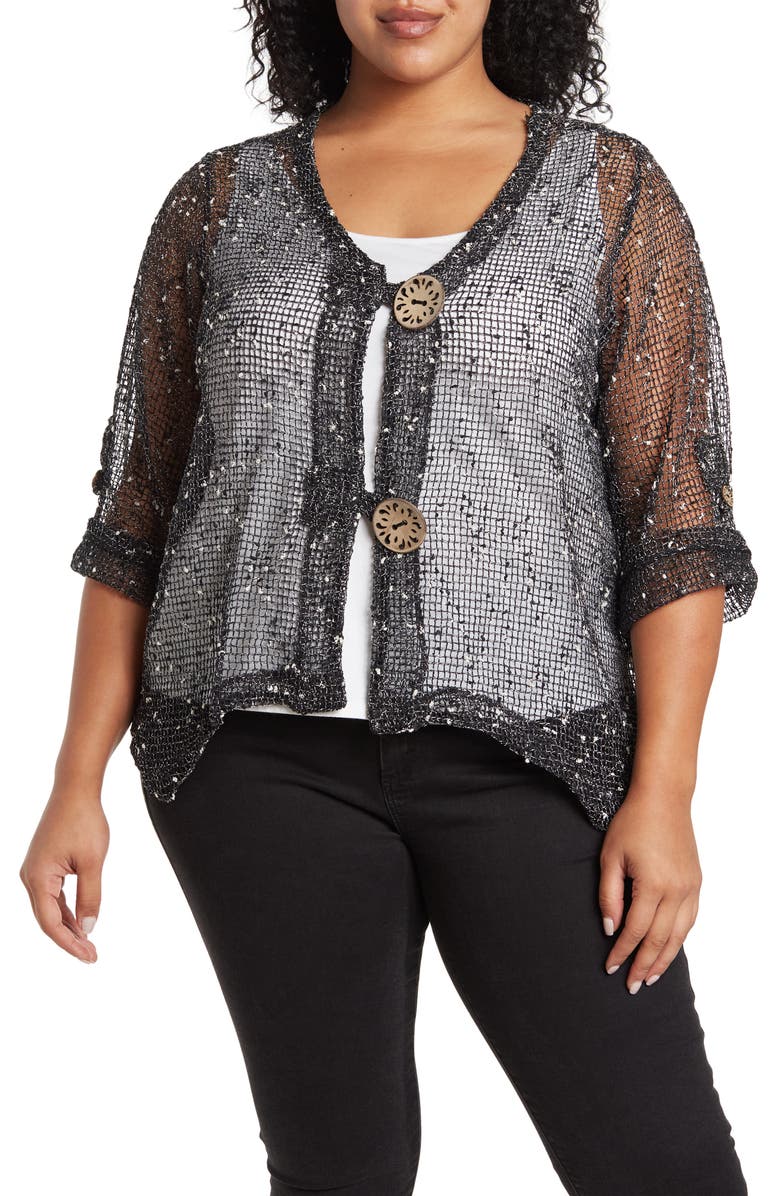 Nina Leonard Coconut Mesh Cardigan, Main, color, 