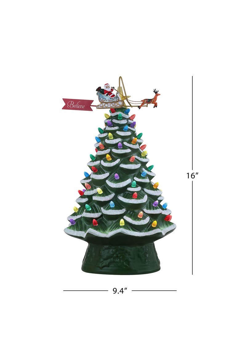 16 in. Animated Nostalgic Ceramic Tree - Green, Alternate, color, Multicolor