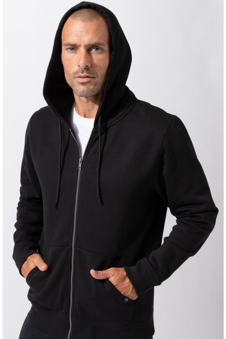 Organic Cotton Blend Zip Hoodie, Alternate, color, BLACK