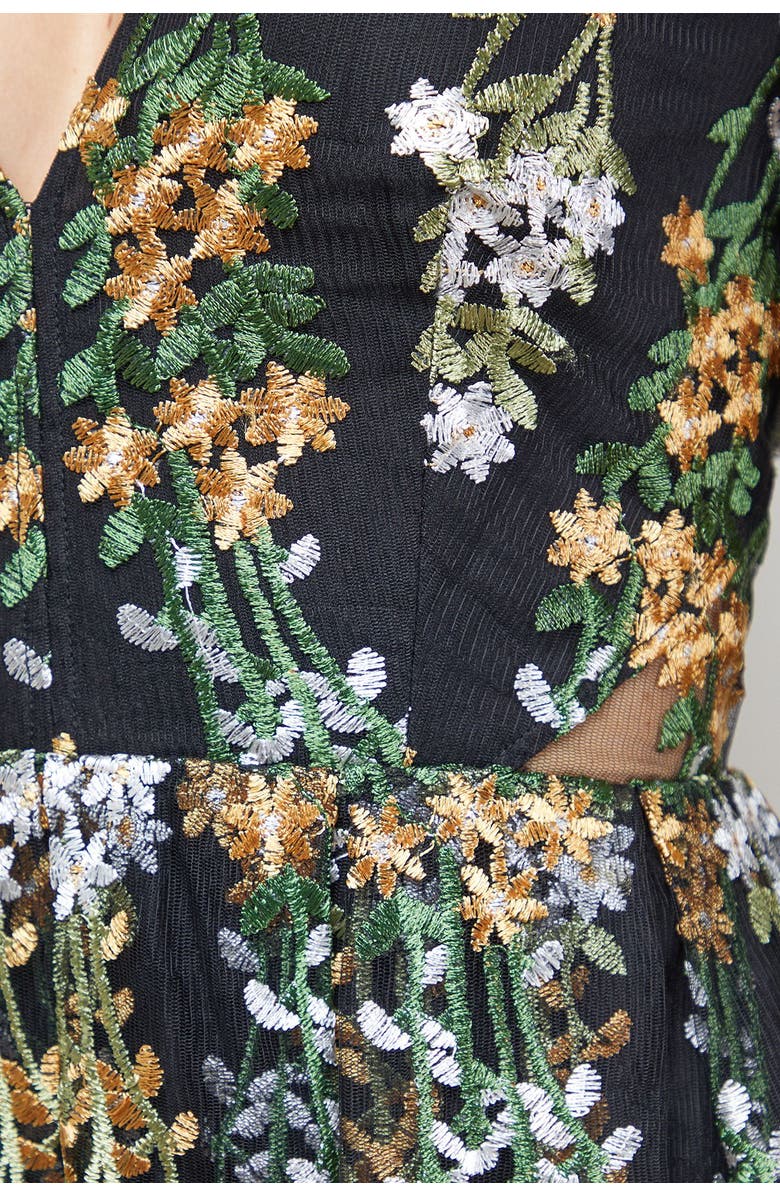 Oasis Open Back Long Sleeve Midi Dress, Alternate, color, Multi