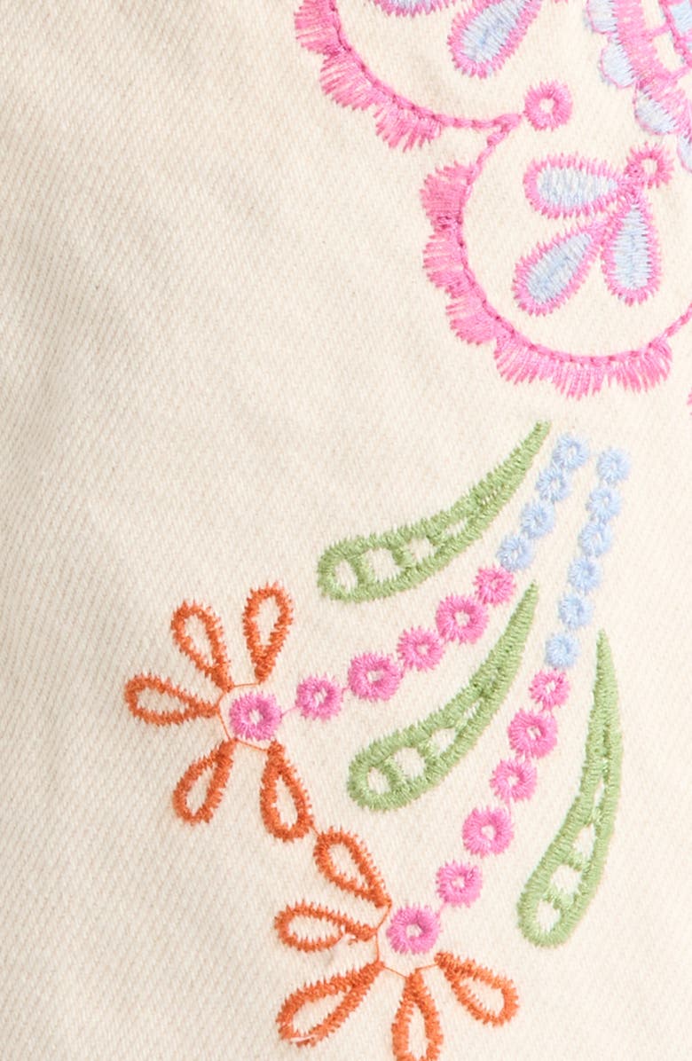 BLANKNYC Floral Embroidery Barrel Leg Jeans, Alternate, color, Spring Fling