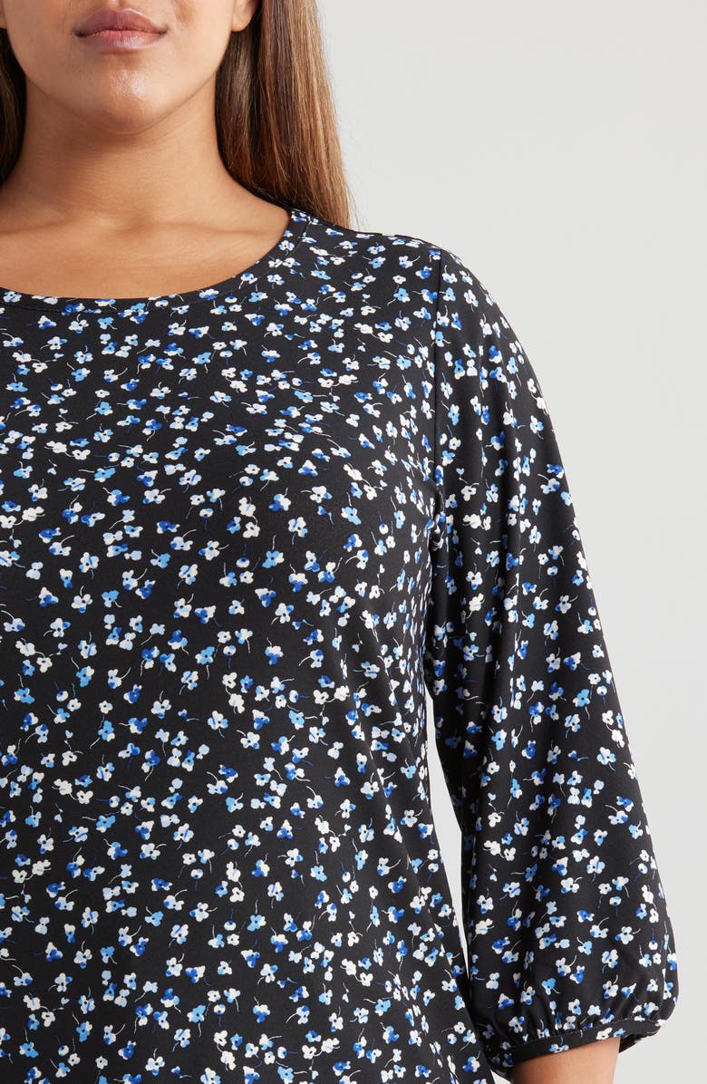 Jones New York Floral Ditsy Print Moss Crepe Top, Alternate, color, 