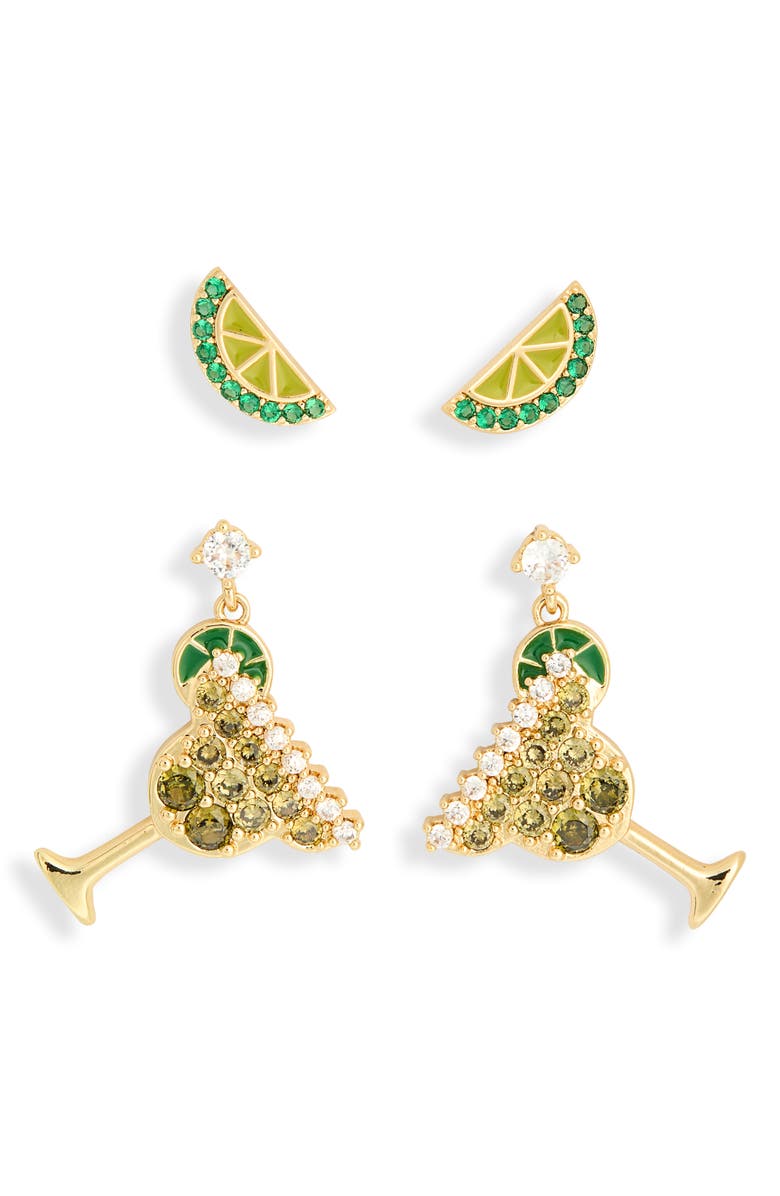 Leith 2-Pack Margarita Earrings Set, Alternate, color, Clear- Green- Gold
