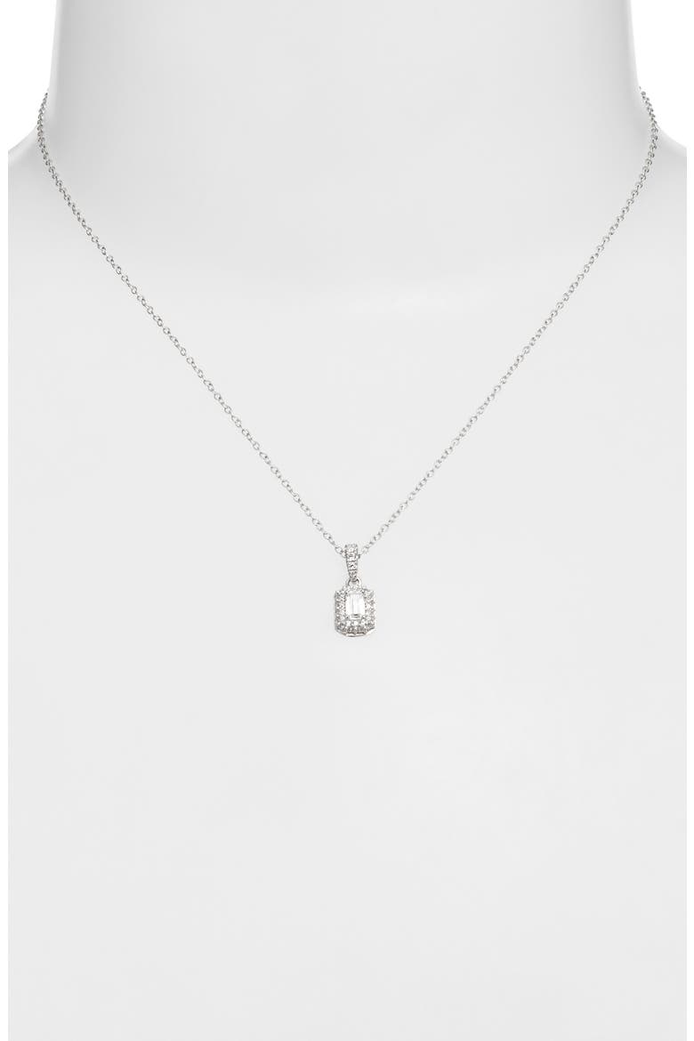 Cubic Zirconia Pendant Necklace, Alternate, color, PLATINUM PLATED
