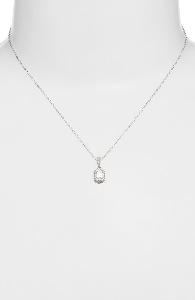 Nordstrom Cubic Zirconia Pendant Necklace, Alternate, color, Platinum Plated