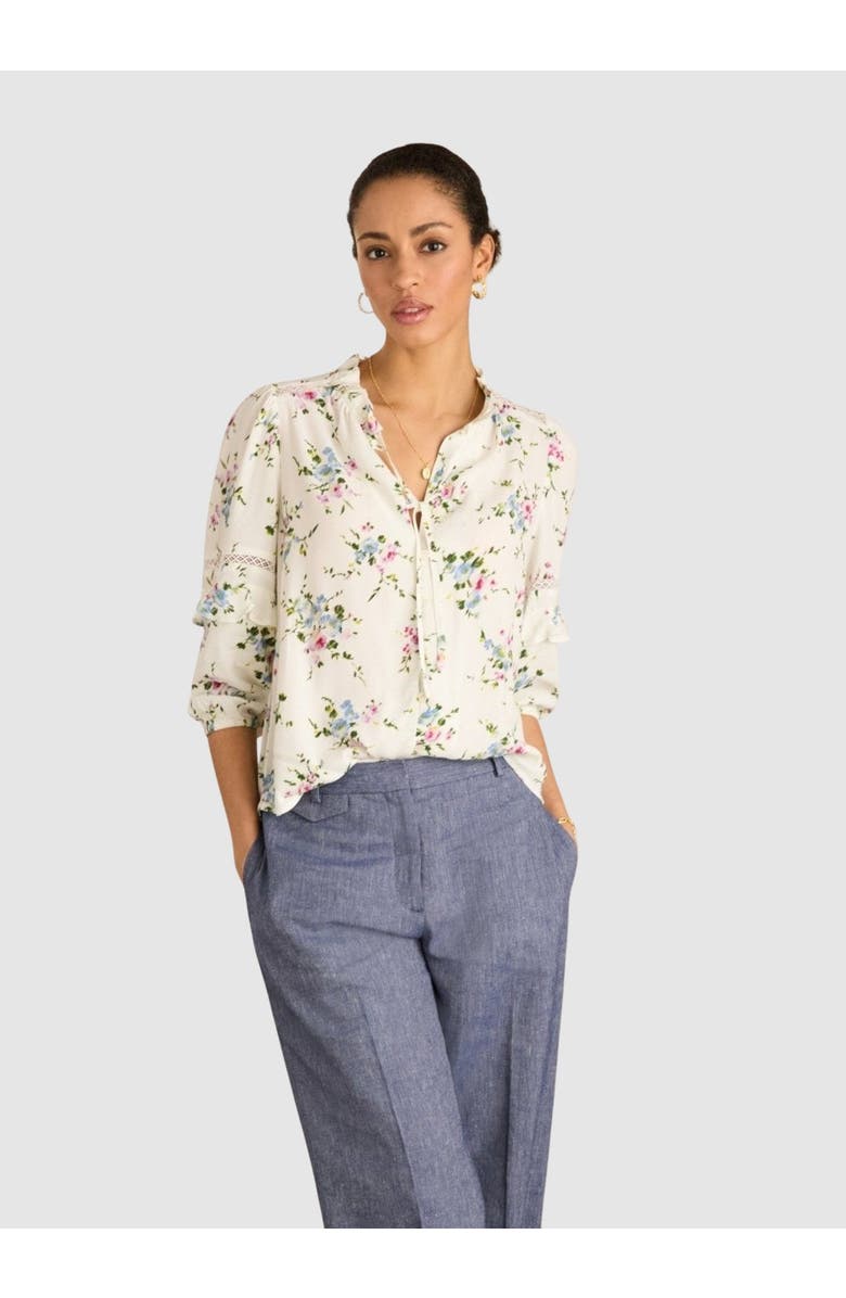 Baukjen Clemenza Romantic Tie-Neck Blouse, Main, color, White Bouquet