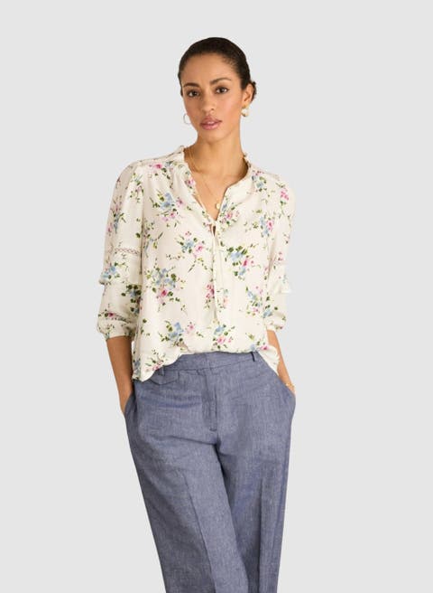 Clemenza Romantic Tie-Neck Blouse