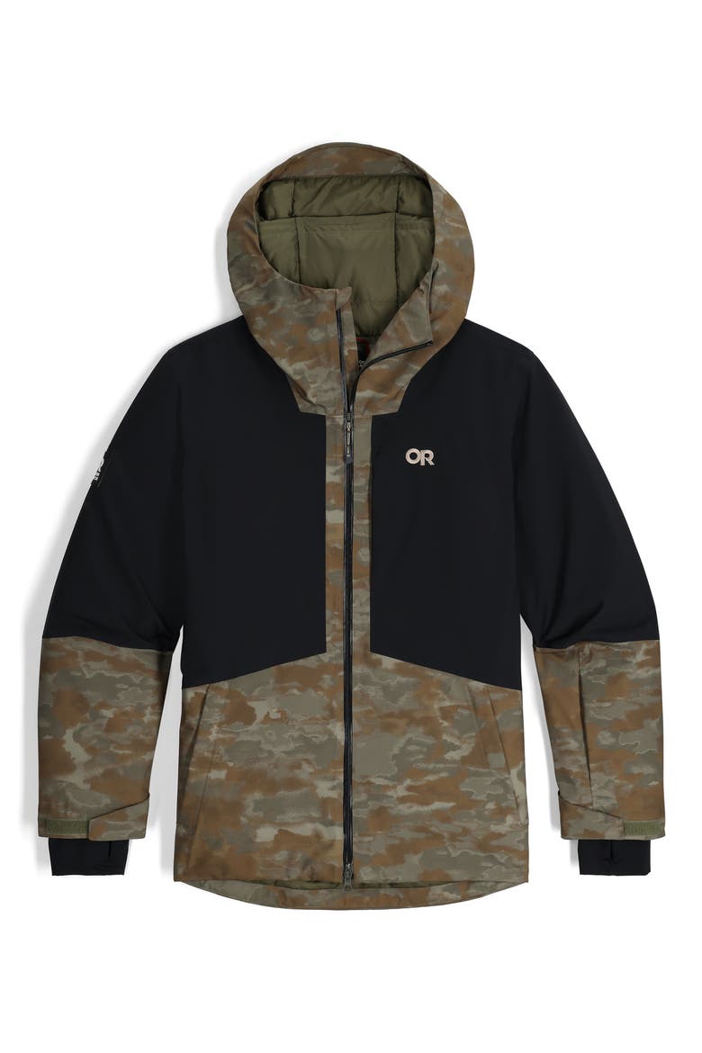 Snowcrew Waterproof Hooded Ski Jacket, Alternate, color, RANGER GREEN CAMO/ BLACK