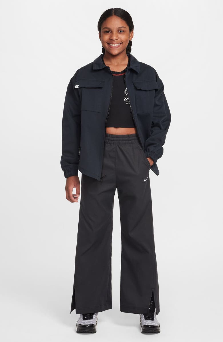 Nike Kids' Woven Wide Leg Pants, Alternate, color, 010 Black/White