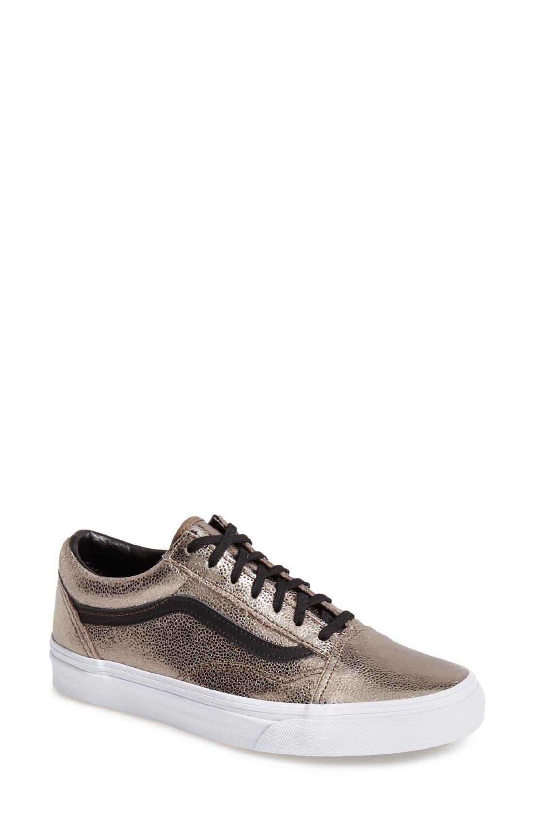 'Old Skool' Metallic Leather Sneaker, Main, color, BRONZE/ BLACK LEATHER