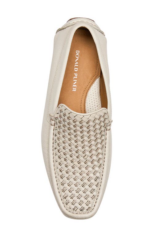 Donald Pliner Woven Leather Driver In Off White/offw