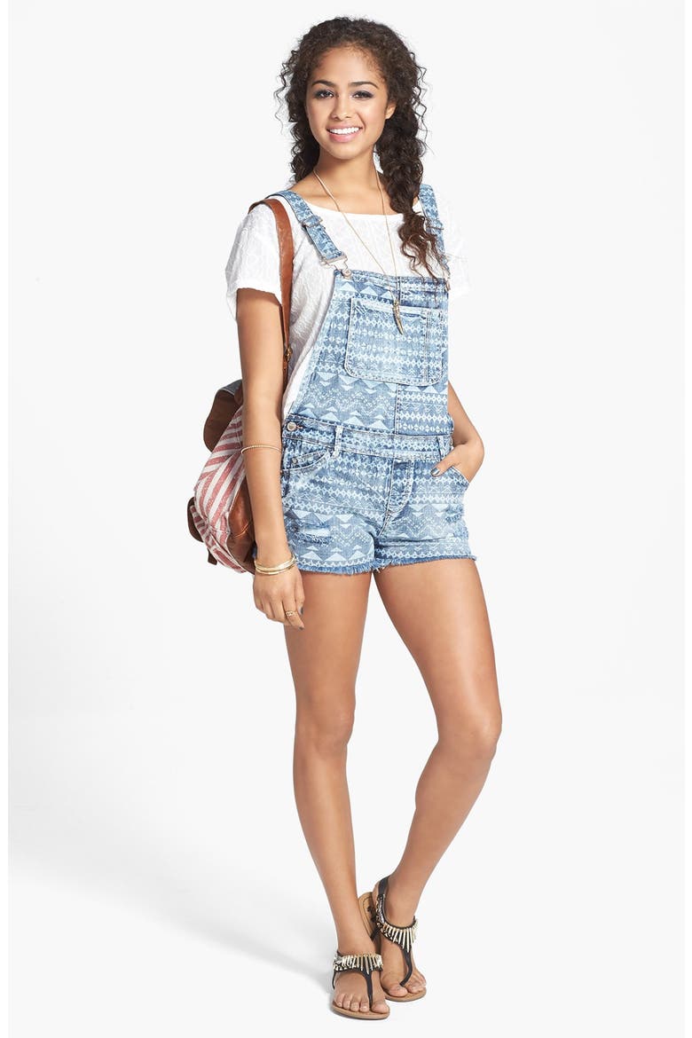 Print Short Overalls, Main, color, ACID WASH