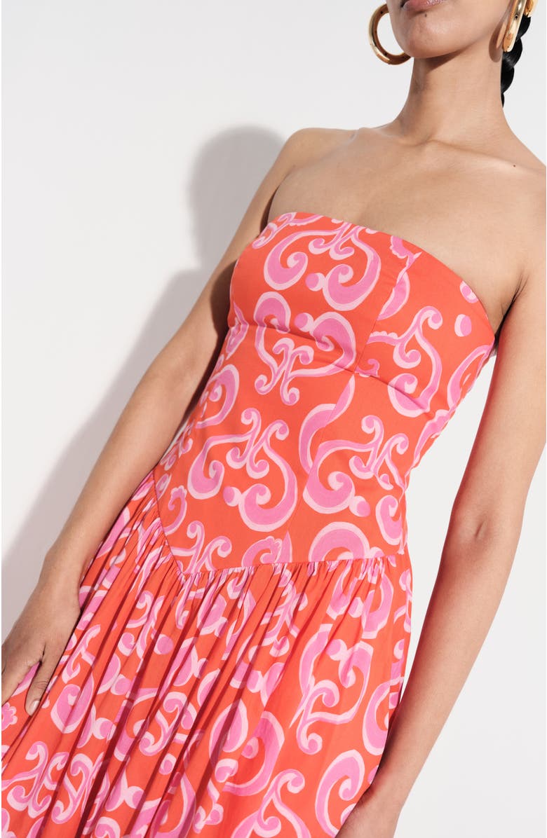 De Loreta Golondrina Strapless Drop Waist Cotton Maxi Dress, Alternate, color, Castilla Print